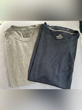 PrAna BUNDLE Men’s Crew Neck T-Shirt - Gray and Tank Top Blue/Black. Size Medium